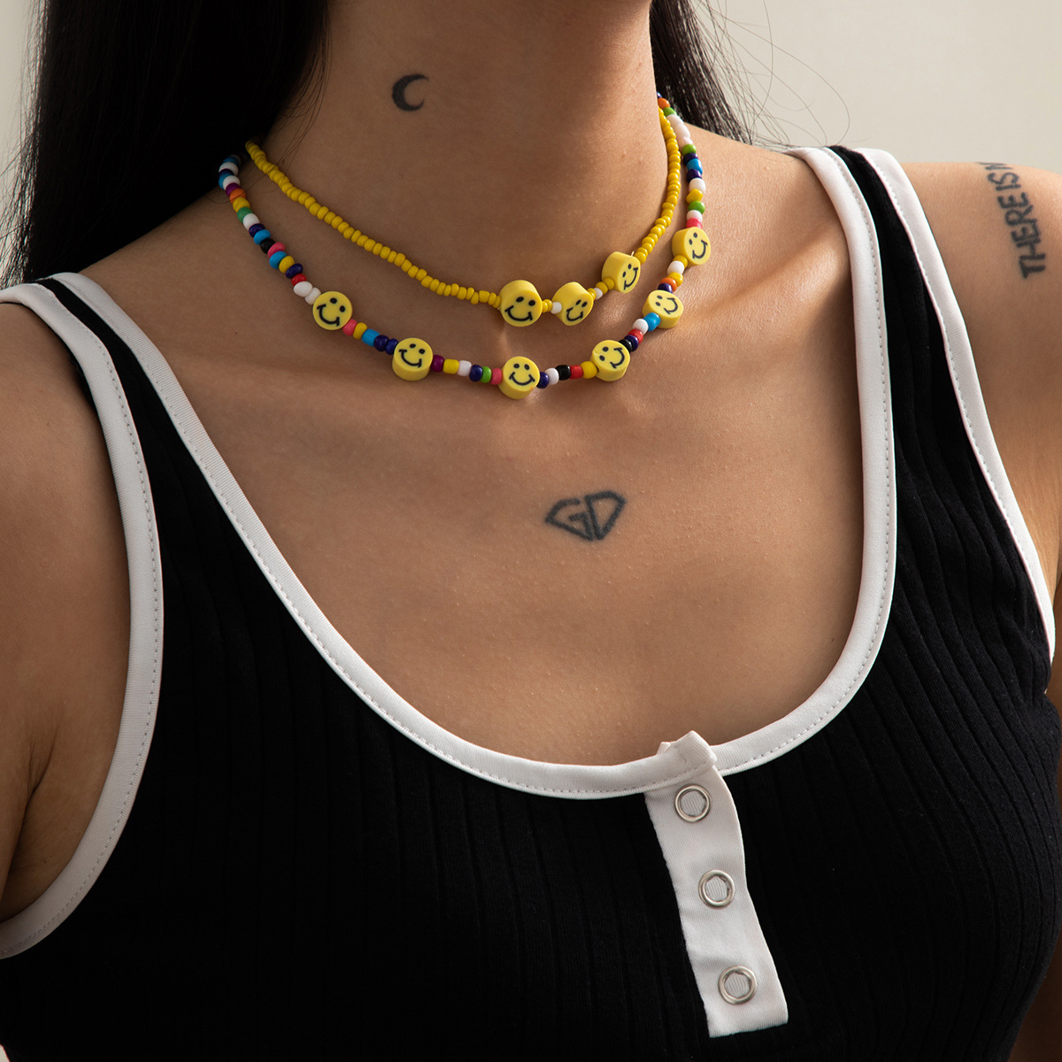 Colorful Rice Bead Chain Necklace Set display picture 4