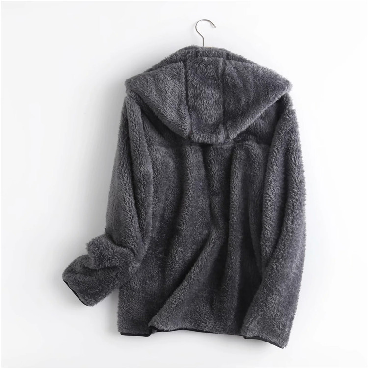 winter casual zipper hooded fleece jacket NSLD11760