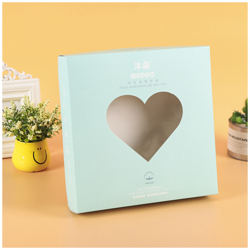 婴儿浴巾包装盒牛皮纸开窗毛巾礼盒天地盖纸盒定做儿童袜子内裤盒