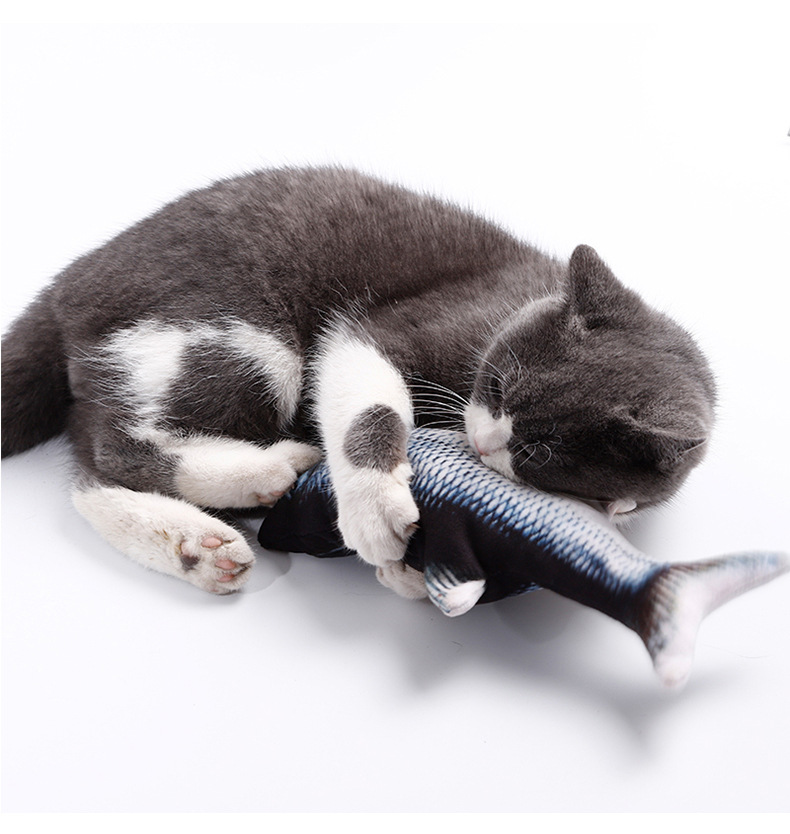 现货批发哈沃自动逗猫USB充电跳动仿真鱼 含薄荷粉网红猫自嗨玩具