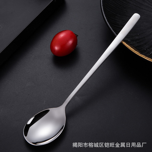 304 stainless steel spoon Korean-style dessert spoon fork coffee long-handled stirrer household lucky spoon stainless steel tableware