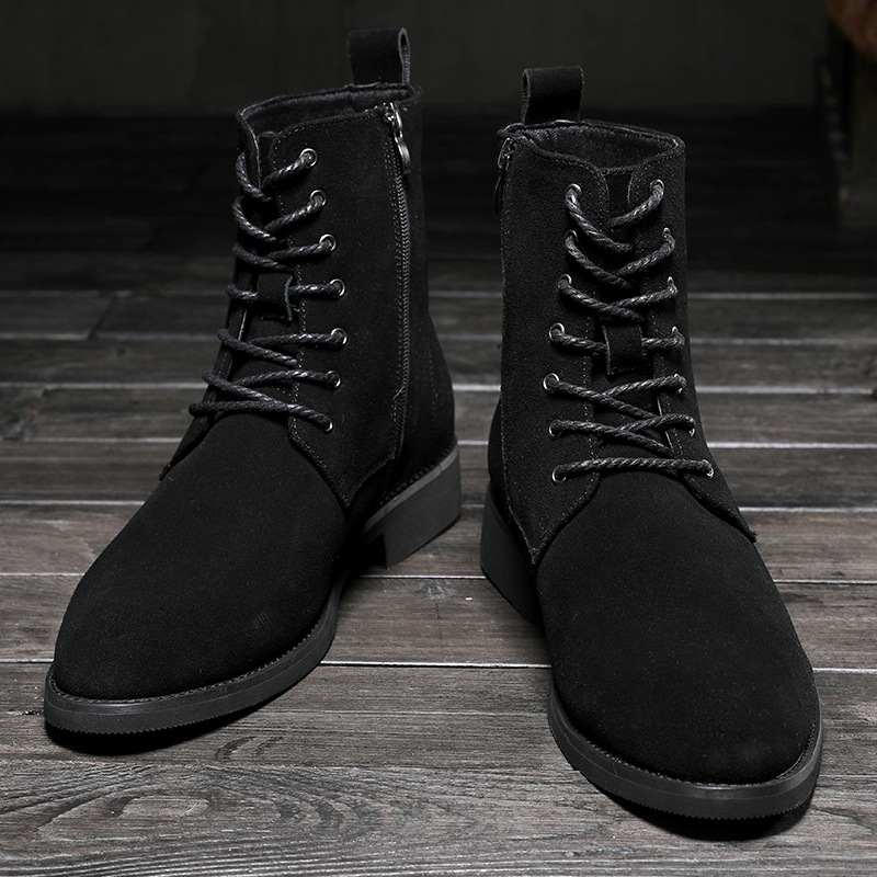 Men's ankle boots and fleece warm lace-up boots_voghion.com