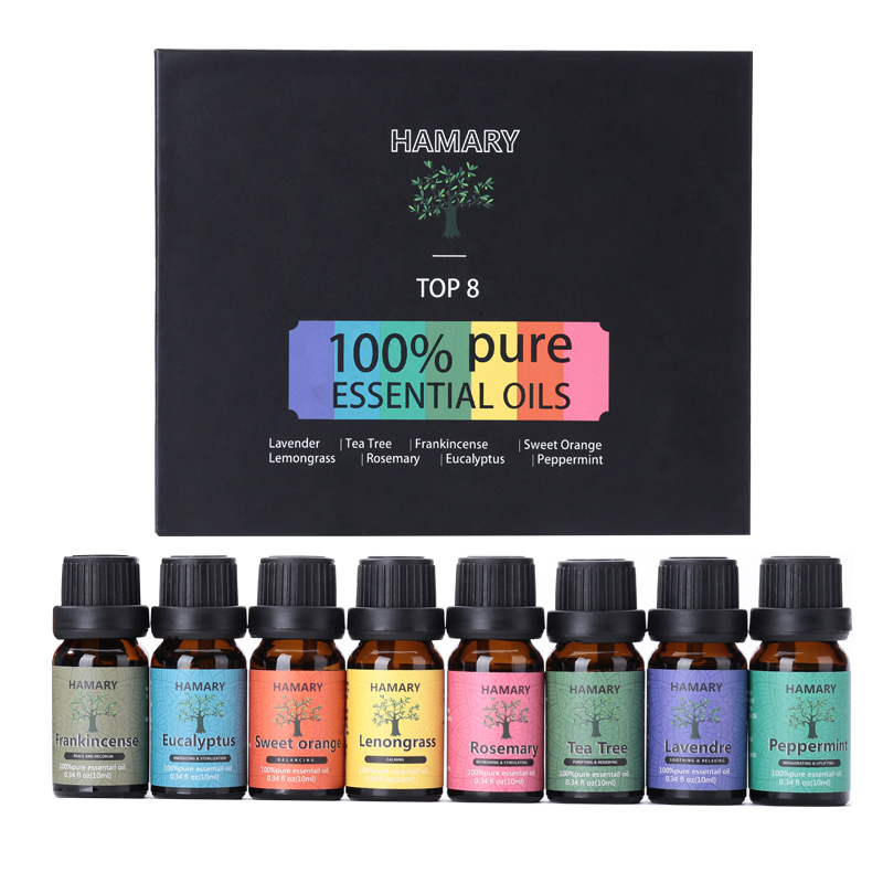 跨境贸易8支装天地盖10ml薰衣草柠檬草精油pure essntial oil|ru