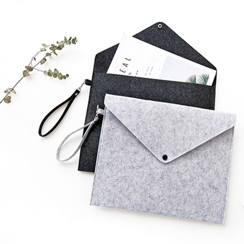 Felt file bag, business office A4 data snap file bag, logo can be added, simple monochrome color matching storage bag