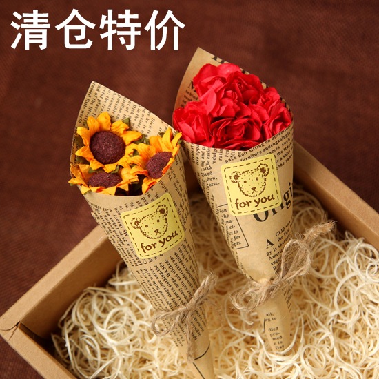 literature Retro fresh simulation Artificial flower Bouquet of flowers Gift box collocation ornament gift Mini Floret festival gift