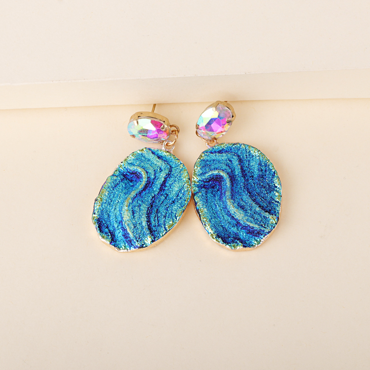 New Blue Retro Trendy Acrylic Earrings display picture 4