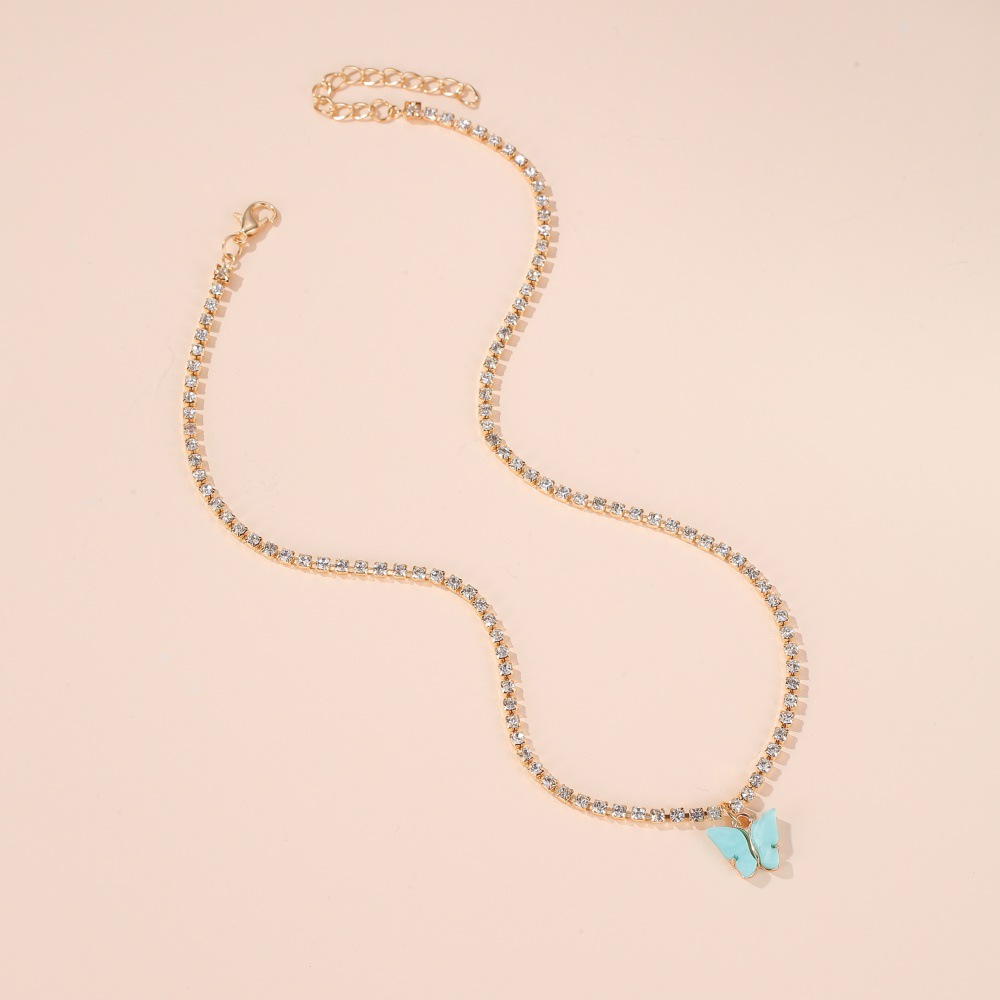 butterfly necklace wild colorful butterfly clavicle chain temperament simple butterfly pendant whole