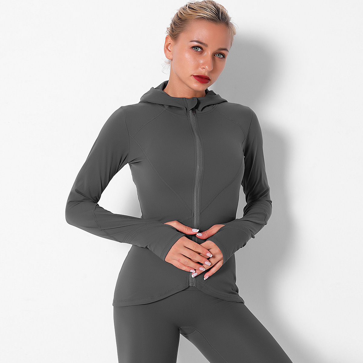 fall/winter zipper quick-drying fitness long sleeves yoga top  NSNS10663