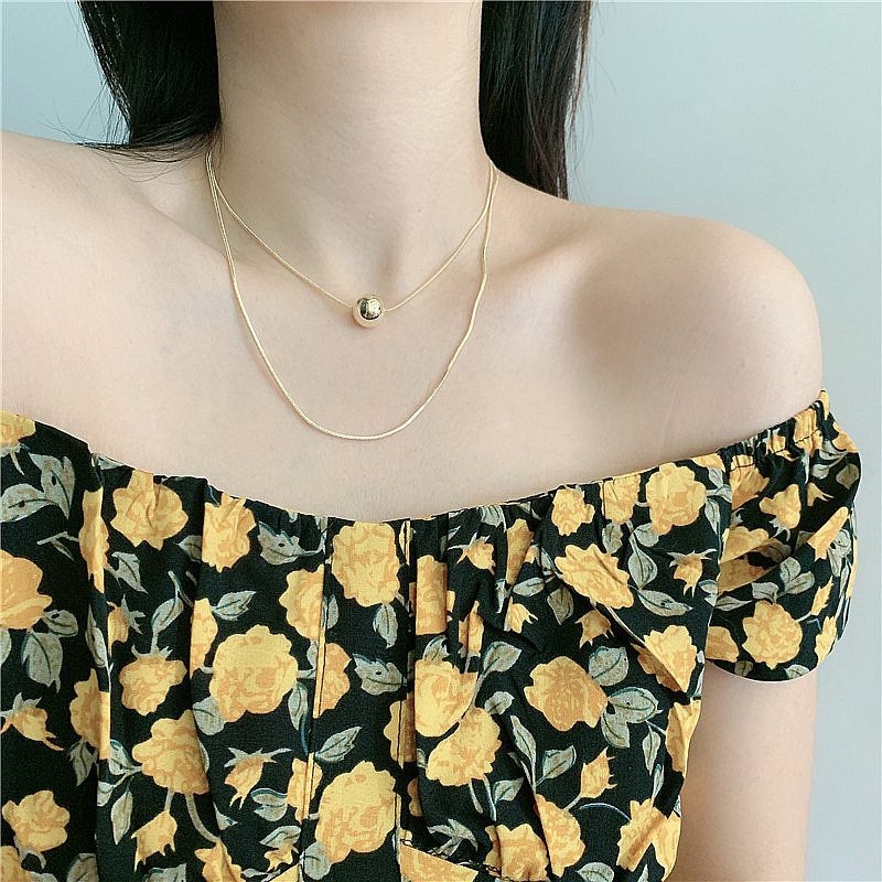 Simple Double Necklace Short Round Bead Necklace Clavicle Chain Neck Chain Choker Wholesale Nihaojewelry display picture 2