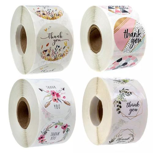 Wholesale cross-border 1 inch thank you stickers self-adhesive sticker labels 500 pcs/roll