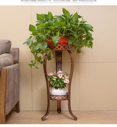 Green Ficus Ladder Multi-layer Iron Plant Stand Floor Space-saving European Double-layer Indoor Plant Stand