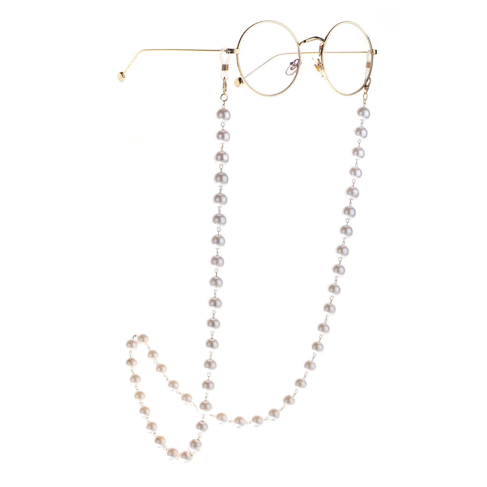 Die Neue 10mm Perle Gold Brille Kette Halskette Sonnenbrille Anti-verlust Und Anti-fall Brille Seil Augen Lanyard display picture 4