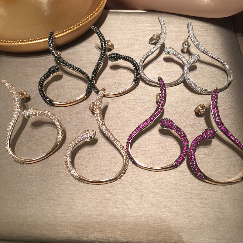 Curved Snake-shaped Earrings display picture 3