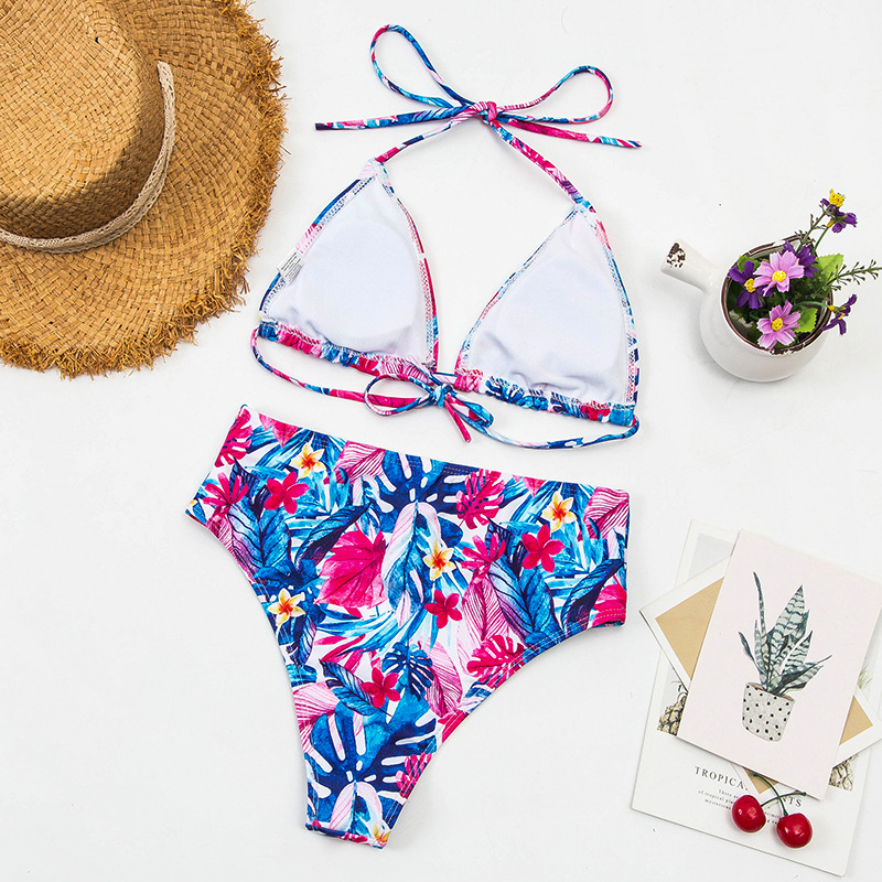 high waist floral split bikini NSHL42448