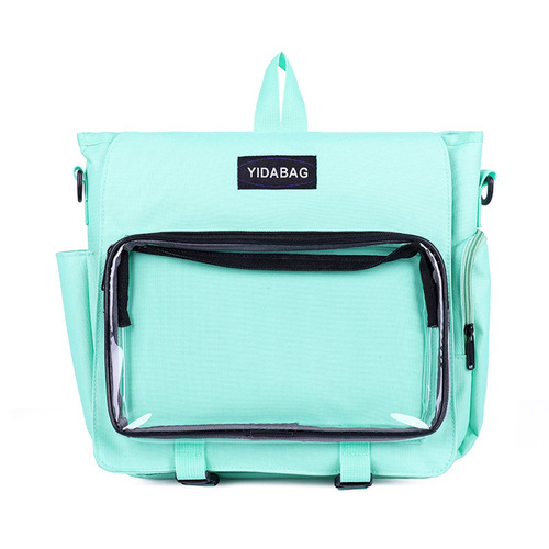 Japanese animation peripheral soft girl creative transparent backpack pain bag funny personality diy badge doll schoolbag female