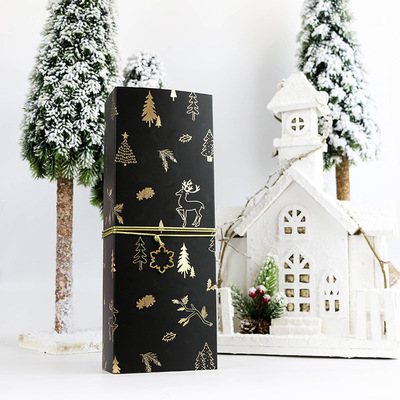 黑色烫金牛轧糖雪花酥曲奇饼干盒3粒蛋黄酥盒圣诞新年包装礼盒