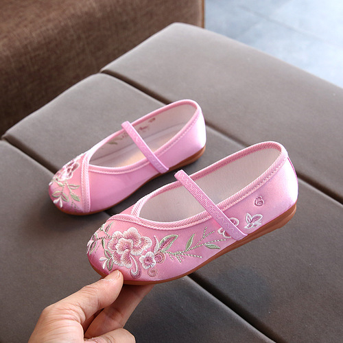 Hanfu shoes For kids fairy princess drama cospaly Girls embroidered shoes Baby handmade ancient classical dance shoes