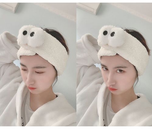 Korean Version Cute Lamb Fleece Face Band Comfortable Seamless Wide Velcro Headband Korean Postpartum Head Scarf Hair Accessory