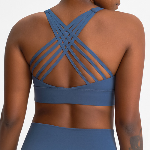 Dropshipping new style cross back beautiful yoga bra sexy sports bra no rims running fitness bra