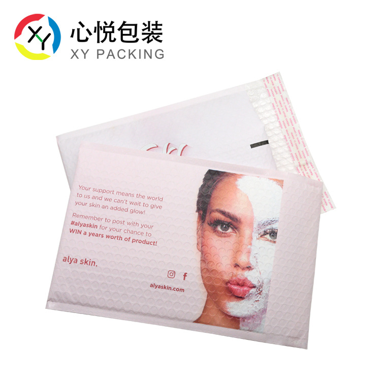 心悦工厂红色气泡袋印刷logo珠光膜打包袋三层共挤膜减震信封袋