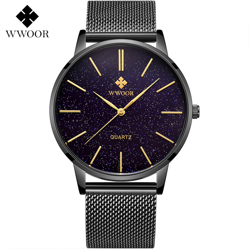 WWOOR Celebración de amor de los nuevos hombres de negocios de malla reloj de cuarzo cinturón impermeable casual Bowl Watch 8853