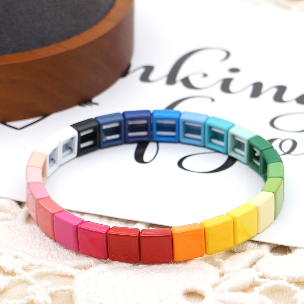 Fashion Couple Rainbow Enamel Alloy Bracelet display picture 23