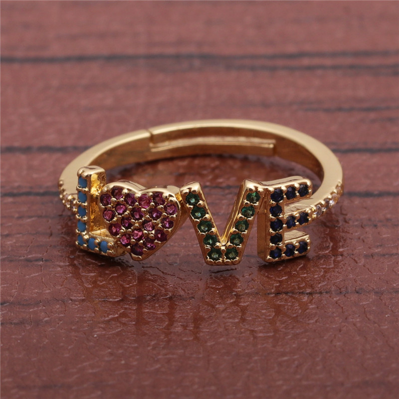 Mode Micro Inlaid Love Zirkon Ring display picture 1