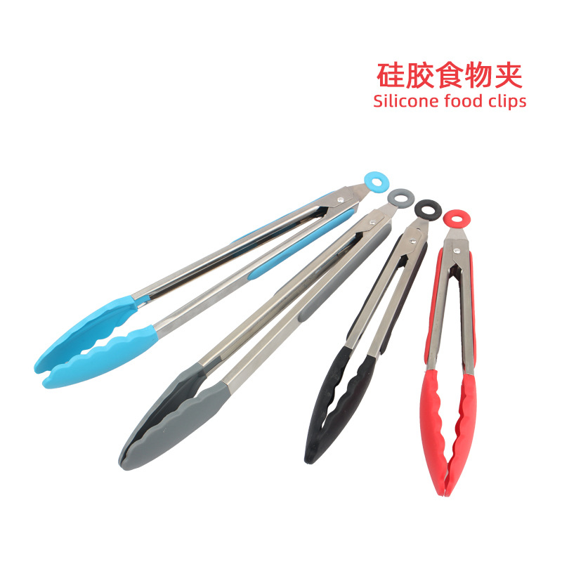 硅胶食物夹9寸10寸12寸多功能食品夹防滑烧烤夹bbq牛排夹子面包夹|ru