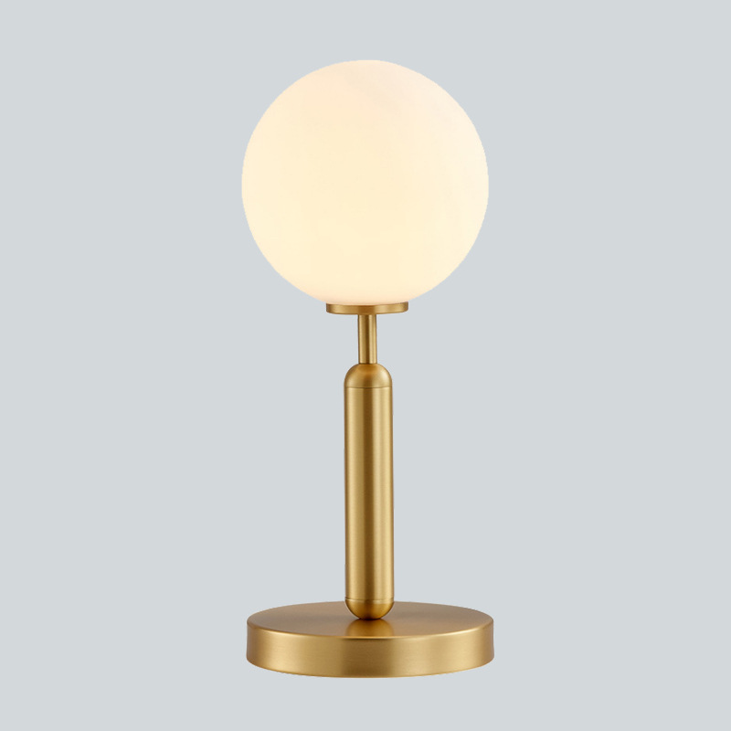 All Copper Internet Celebrity Nordic Table Lamp Bedroom Girl Simple Modern Desktop Glass Home Room Led Bedside Lamp