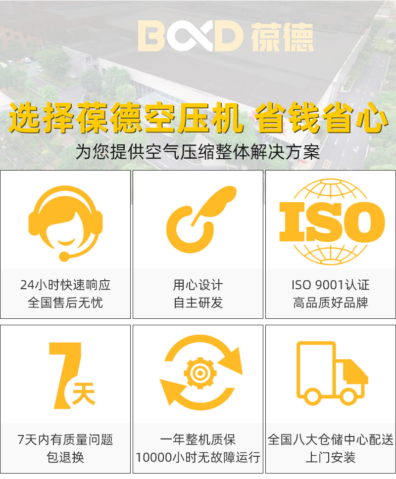 Baode Factory Screw Air Compressor 37Kw Industrial Silent Air Pump Permanent Magnet Variable Frequency Air Compressor Energy-Saving High Pressure