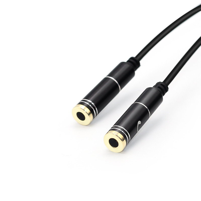 3,5mm audio split cable de conversión de micrófono de metal un minuto dos con micrófono transmisión en vivo teléfono móvil karaoke auriculares cable adaptador de micrófono