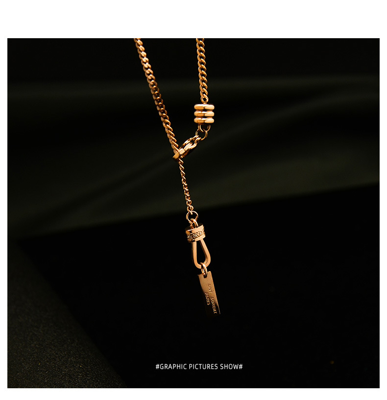 Fashion U-shaped New Accessories Diamond Long Brand Titanium Steel Clavicle Necklace display picture 11