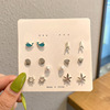 Earrings, small cute set, 7 pair, 2021 years, simple and elegant design