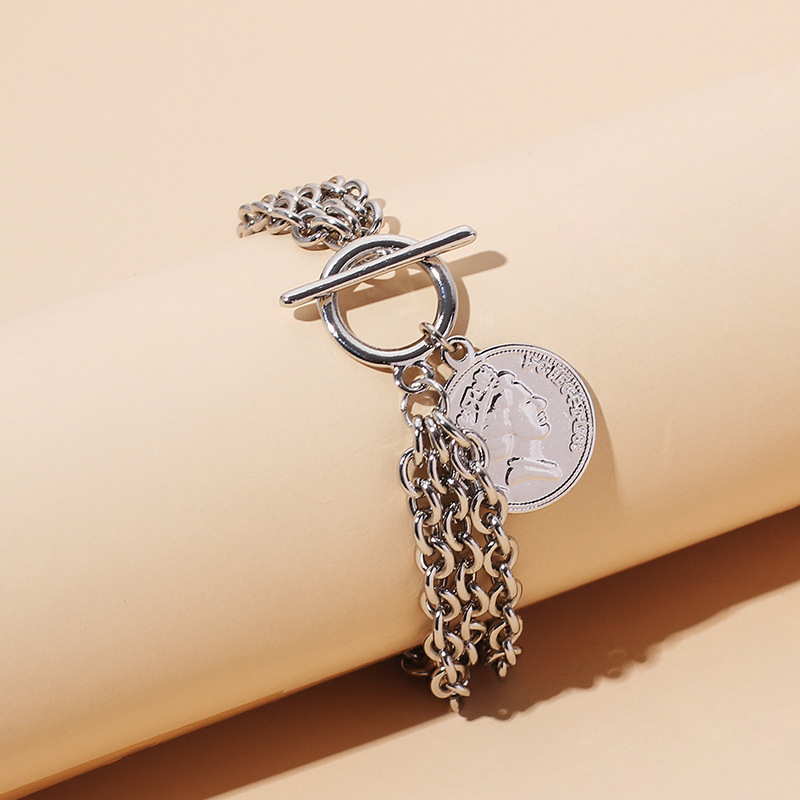 28g Weight Bracelets Classification Business, Travel Occasion Women'S Gender Gold, Silver Color Fashion Metal Hip-hop Bracelet 3