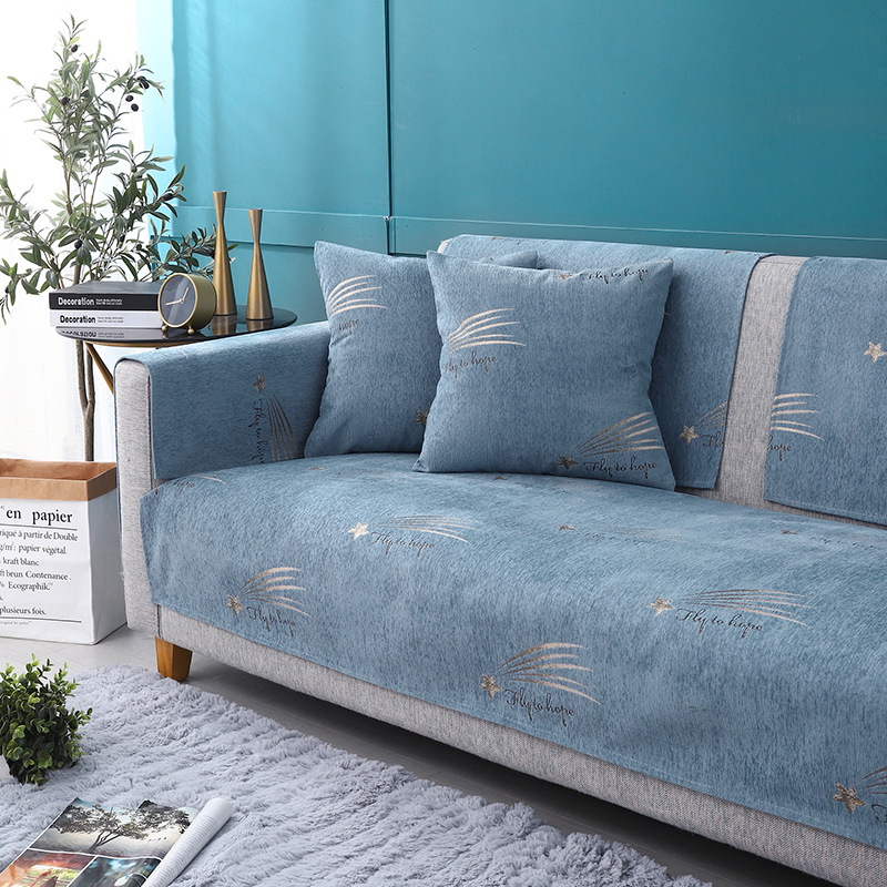 沙發墊四季通用防滑北歐布藝簡約刺繡棉麻沙發套罩全蓋布巾坐墊套
