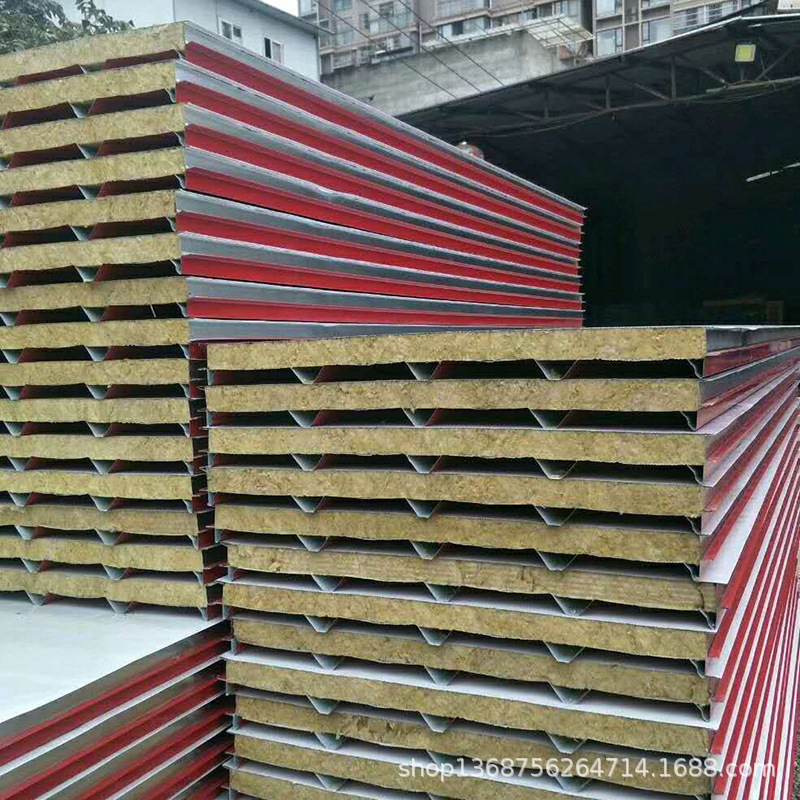 Chengdu Rockwool colour steel Sandwich plate Fireproof Partition Sound-absorbing panels colour steel Sandwich board Fireproof Manufactor Direct selling