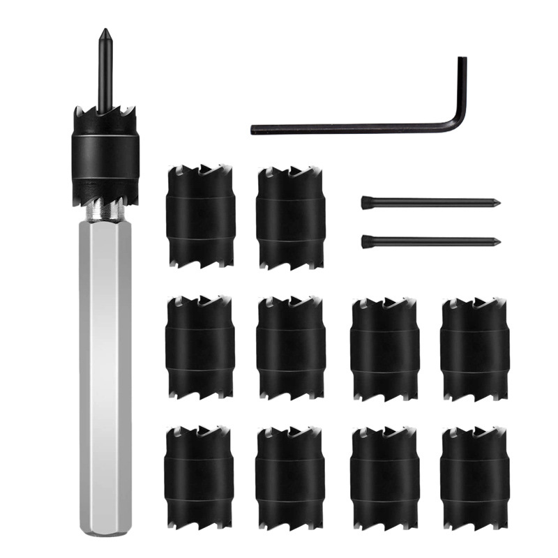 Juego de 13 piezas de soldadura por puntos traje de perforación taladro de mano eliminación de punto de soldadura herramienta abridor de agujero de metal al por mayor mango hexagonal perforación