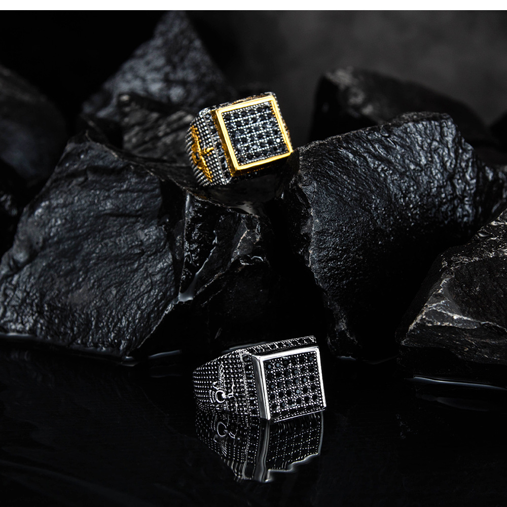 New  Retro Stainless Steel Square Diamond Ring Jewelry Wholesale Nihaojewelry display picture 3