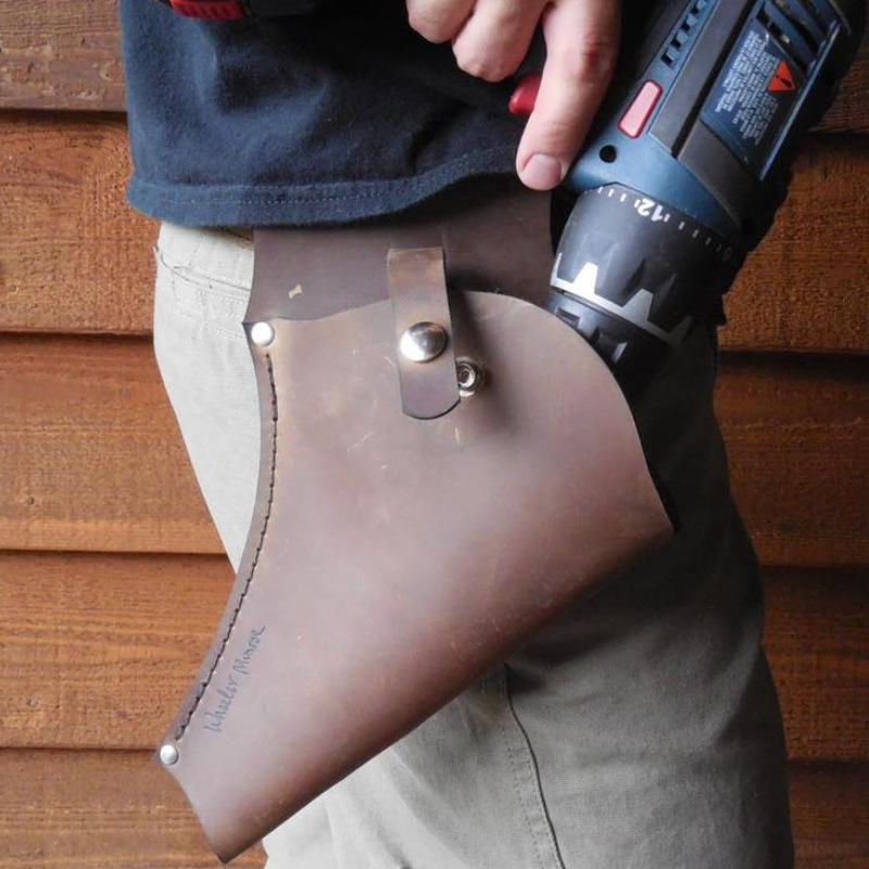 定制户外作业电钻皮套  真皮工具袋 腰挂高空作业工具收纳保护套