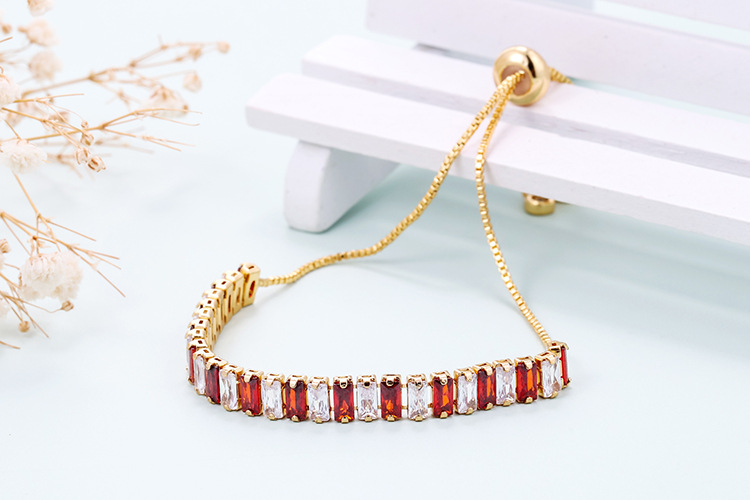 Plating Design Fashion Seven-color Zircon Adjustable Copper Bracelet