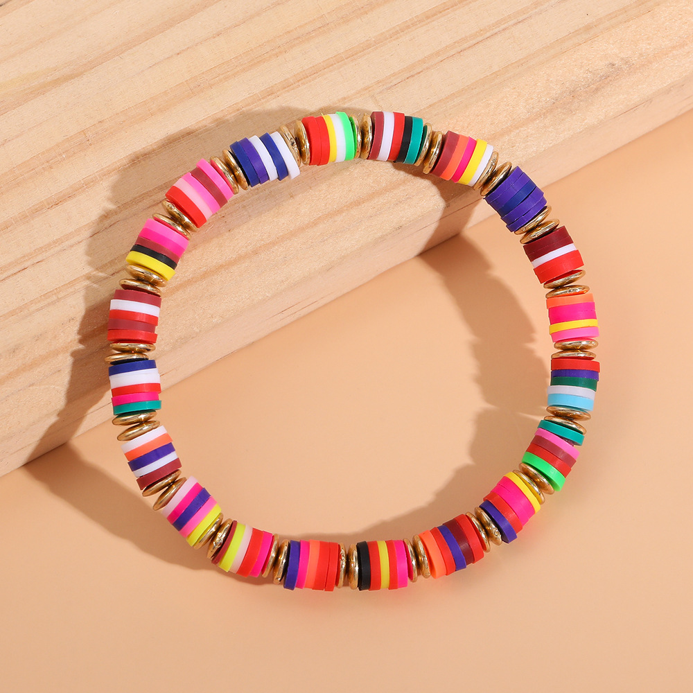 Fashion Bohemian Beach Mixed Color Soft Ceramic Disc Bracelet For Women display picture 1