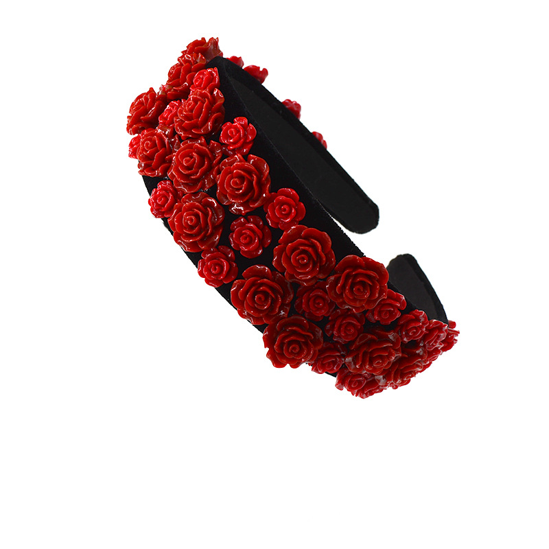 Korean Fashion  New Red Rose Retro  Color Ceramic Cheap  Headband  Nihaojewelry Wholesale display picture 7