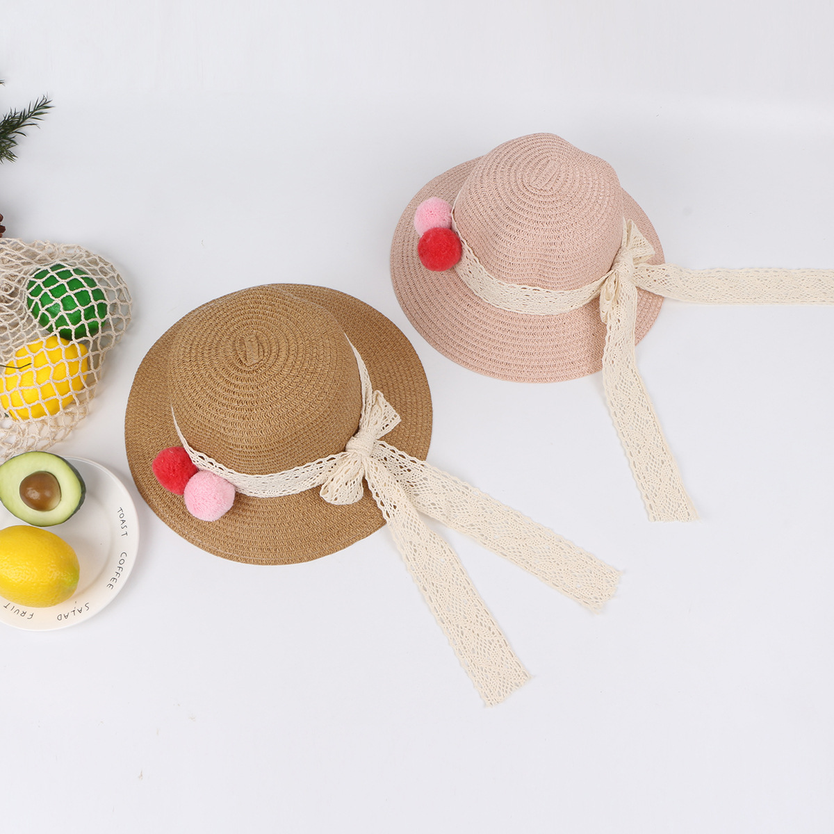 Summer New Style Straw Hat Children Sunscreen Sunshade Hat Side Beach Hat display picture 3