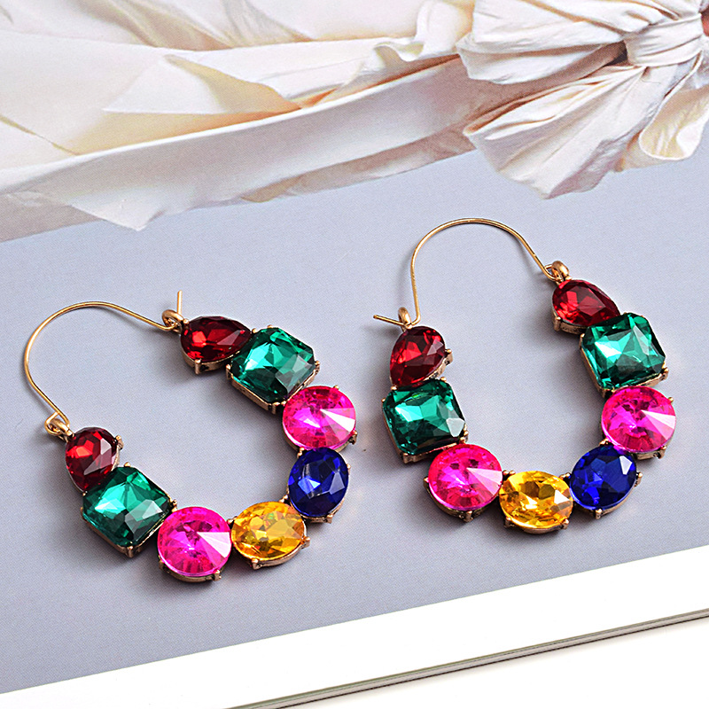 27g Weight Zircon Inlay Material Earrings Classification 1 Pair Quantity Holiday, Shopping Occasion Alloy Material Geometric Pattern Women's Gender Plating, Inlay Design Retro, Roman Style Style 1 Pair Retro Roman Style Geometric Plating Inlay Alloy Zircon Earrings 3