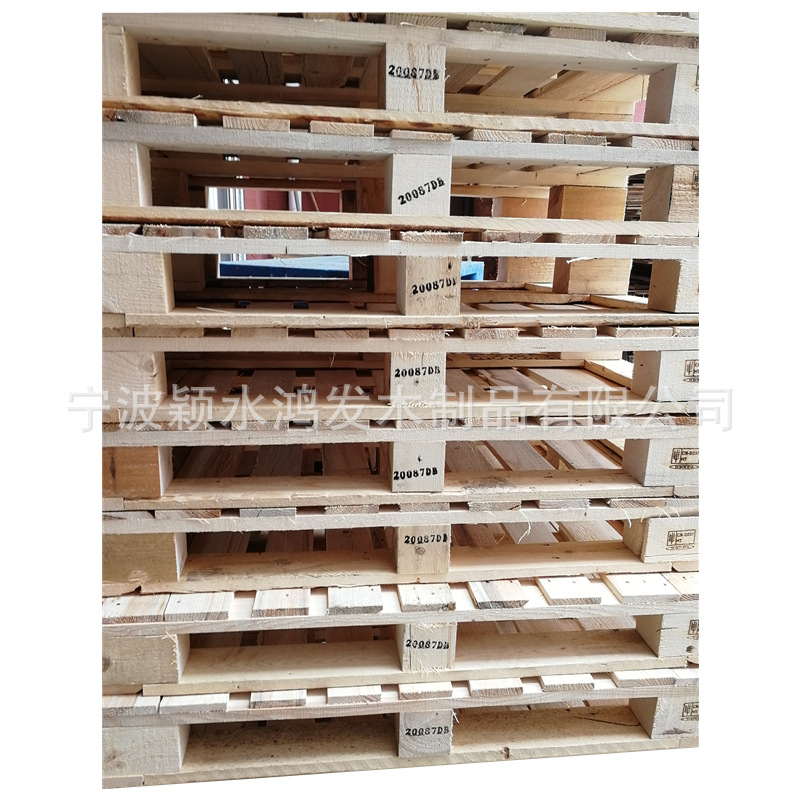 宁波现货120*110二手实木松木托盘定做规格熏蒸出口四面进叉物流