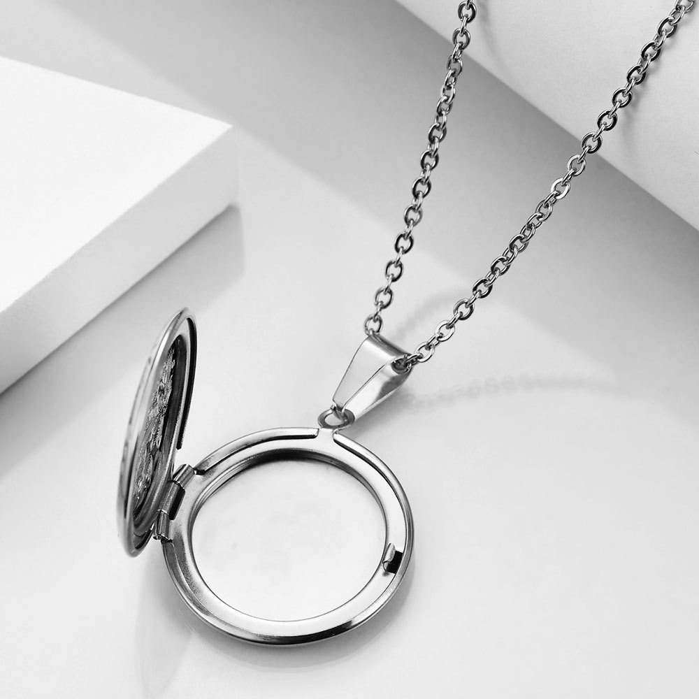 Zinc Alloy Pendant Material Wholesale Classic Style Round Titanium Steel Plating Gold Plated Pendant Necklace