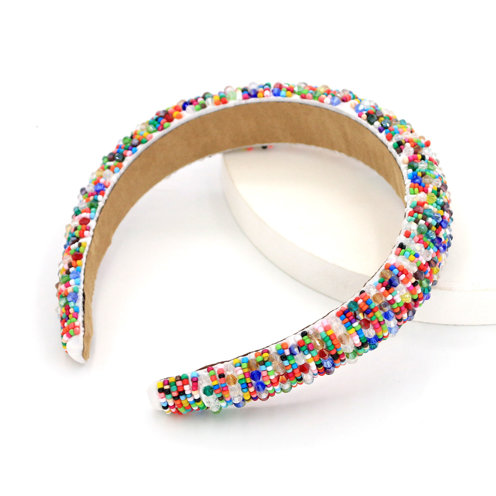 Heißer Verkauf Gemischte Farbe Perlen Zweifarbigen Schwamm Stirnband display picture 8