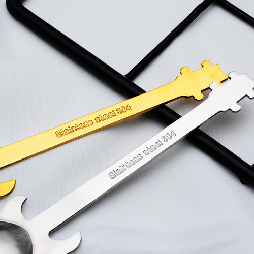 Qingba 304 Stainless Steel Guitar Spoon Creative Bar Dessert Spoon Coffee Stirring Spoon Note Music Spoon Wholesale