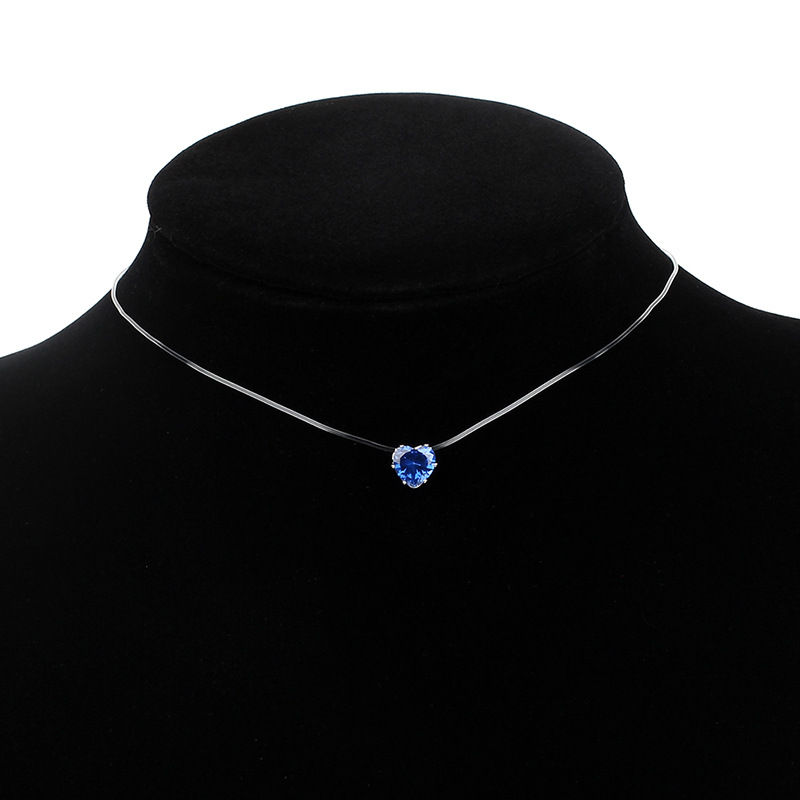 3g Weight Alloy Pendant Material Necklace Classification Fishing Line Chain Material Woven Chain Chain Type Travel Occasion Fishing Line Material Heart Shape Pattern Women'S Gender Simple Style Style Pink, Red, Green, Blue Color Simple Style Heart Shape Fishing Line Woven Chain Pendant Necklaces Wholesale 12