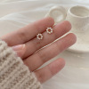 Small silver needle from pearl, fashionable earrings, silver 925 sample, wholesale